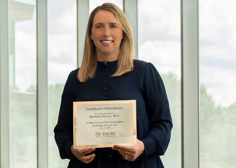 Mariana Garcia received an award for Best Clinical Oral Presentation at the Emory Cardiology Research Day.